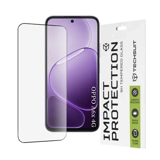 Протектор за Oppo A6x 4G / A6x 5G - 111D Full Cover / Full Glue Glass - Techsuit - Черен