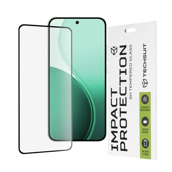 Протектор за Oppo Reno14 - Techsuit - 111D Пълно покритие / Пълно лепило от стъкло - Черен