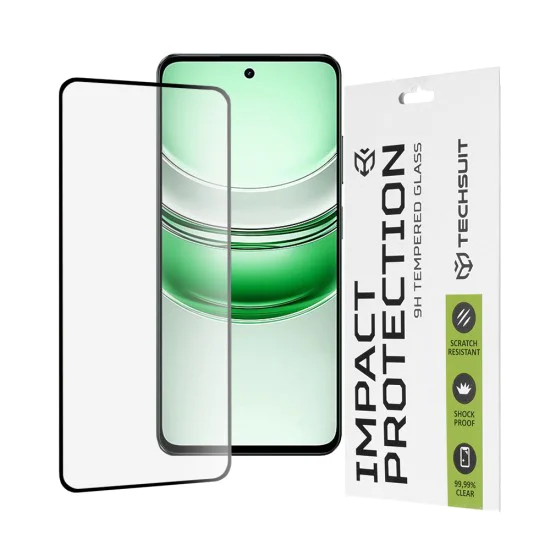 Протектор за Realme C71 - Techsuit - 111D Пълно покритие / Пълно лепило от стъкло - Черен