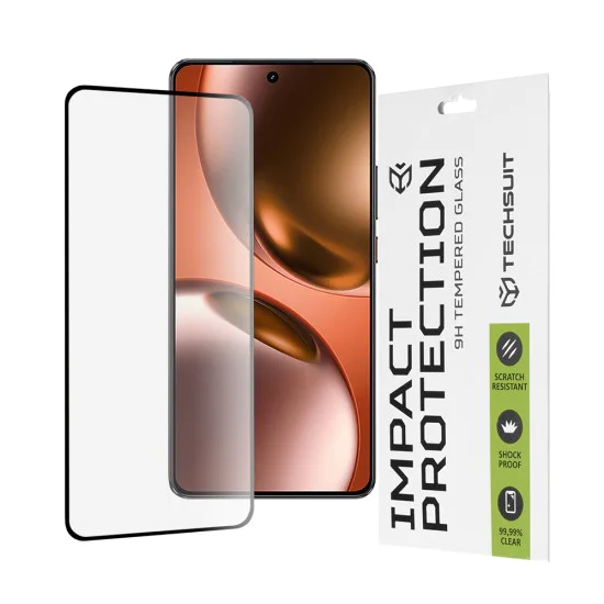 Протектор за Realme GT 7 - Techsuit - 111D Full Cover / Full Glue Glass - Черен