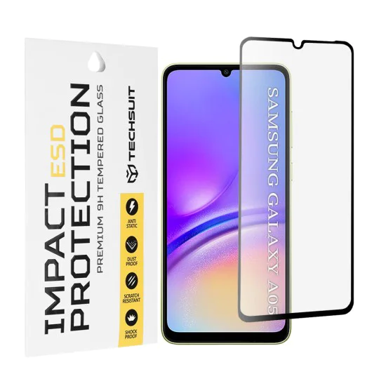 Протектор за Samsung Galaxy A05 - Techsuit - ESD стъкло - Черен