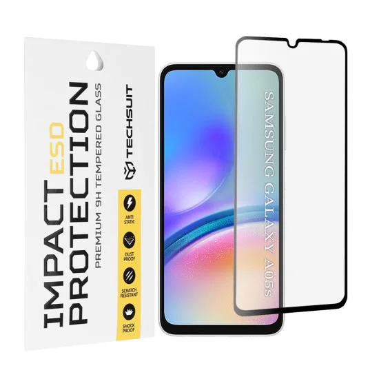 Протектор за Samsung Galaxy A05s - Techsuit - ESD стъкло - Черен