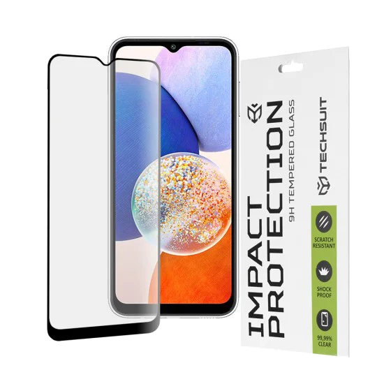 Протектор за Samsung Galaxy A14 4G / A14 5G - 111D Full Cover / Full Glue Glass - Черен