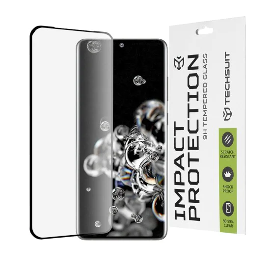 Протектор за Samsung Galaxy S20 Ultra 4G / S20 Ultra 5G - 111D Full Cover / Full Glue Glass / 3D Curved Screen - Черен