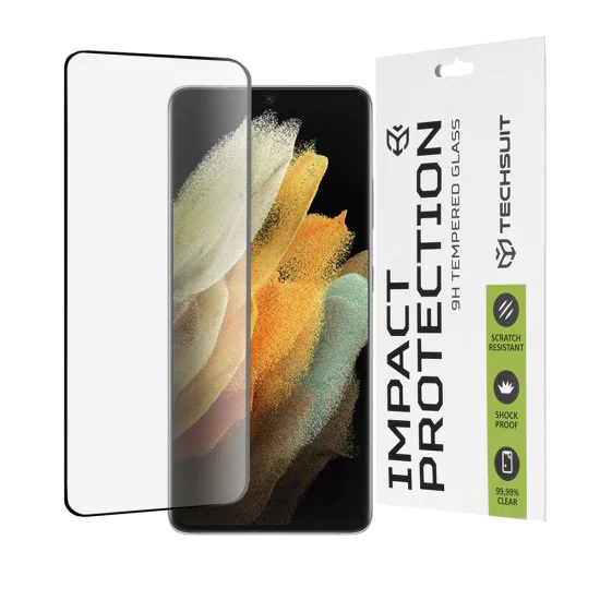 Протектор за Samsung Galaxy S21 Ultra 5G - 111D Full Cover / Full Glue Glass / 3D Curved Screen - Черен