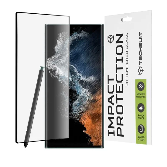 Протектор за Samsung Galaxy S22 Ultra 5G - 111D Full Cover / Full Glue Glass / 3D Curved Screen - Черен