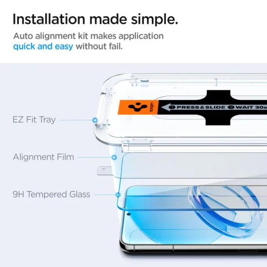 Протектор за Samsung Galaxy S23 (комплект 2) - Spigen Glas.tR EZ FIT - Прозрачен