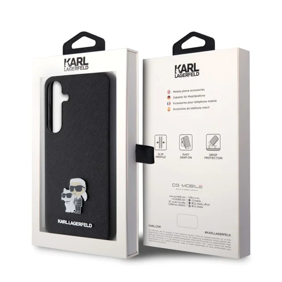 Протектор за Samsung Galaxy S24 Plus - Karl Lagerfeld Saffiano (KLHCHCS24MPSAKCMPK) - Karl&Choupette Metal Pin