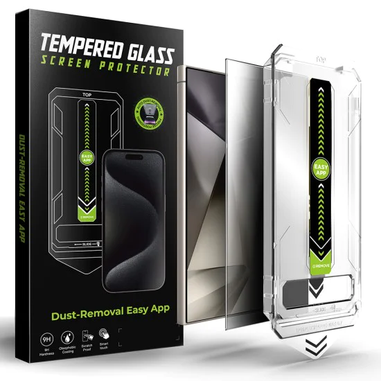 Протектор за Samsung Galaxy S24 Ultra - Techsuit - [Съвместим с отключване с пръстов отпечатък] TitanGlass CrystalHD - Privacy