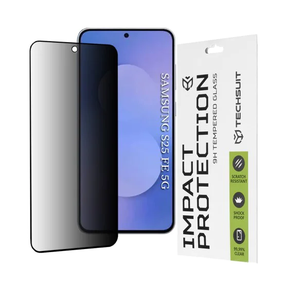 Протектор за Samsung Galaxy S25 FE - Techsuit - 111D Privacy Full Glue - Черен