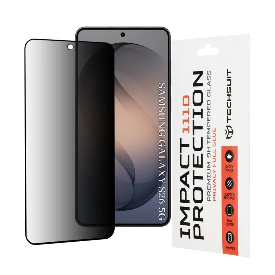 Протектор за Samsung Galaxy S26 - 111D Privacy Full Glue - Techsuit - Черен