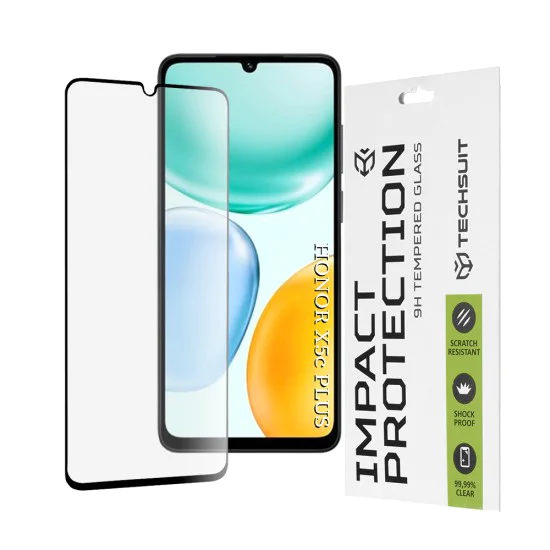 Протектор – Techsuit 111D Full Cover / Full Glue – Honor X5c Plus – Черен
