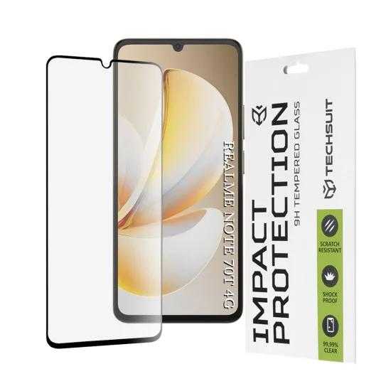 Протектор – Techsuit 111D Full Cover / Full Glue – Realme Note 70T – Черен