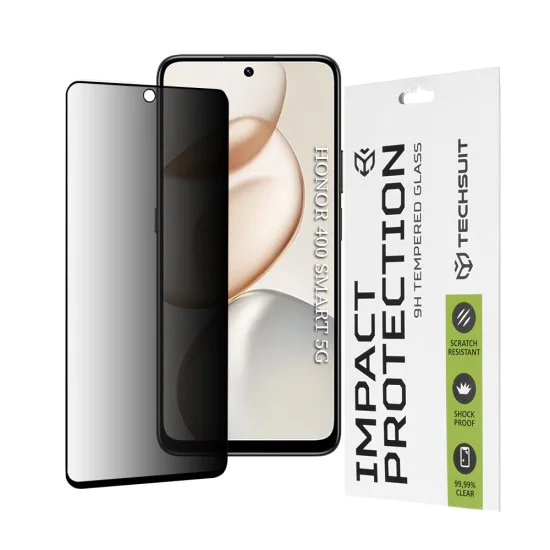 Протектор – Techsuit 111D Privacy Full Glue – Honor 400 Smart 5G / 400 Smart 4G / 200 Smart / 90 Smart / X7d 4G / X7b 4G / X7b 5G / X7c – Черен