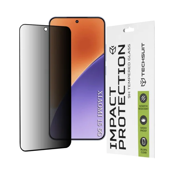 Протектор за Xiaomi 15 - 111D Privacy Full Glue - черен