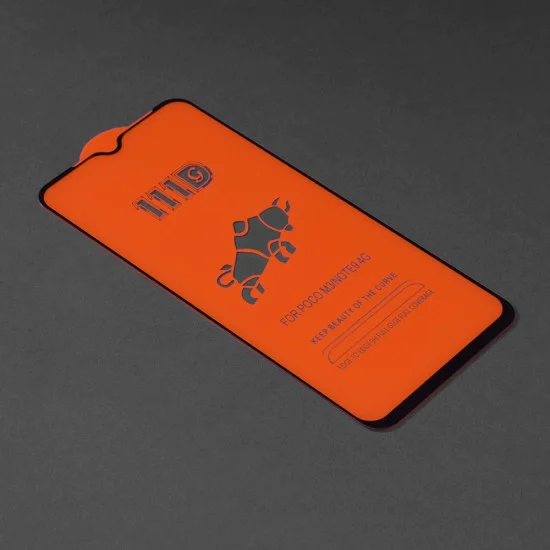 Протектор за Xiaomi Poco M3 / Redmi 9 Power / Redmi 9T - 111D Full Cover / Full Glue Glass - черен