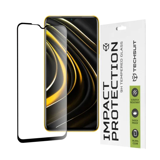 Протектор за Xiaomi Poco M3 / Redmi 9 Power / Redmi 9T - 111D Full Cover / Full Glue Glass - черен