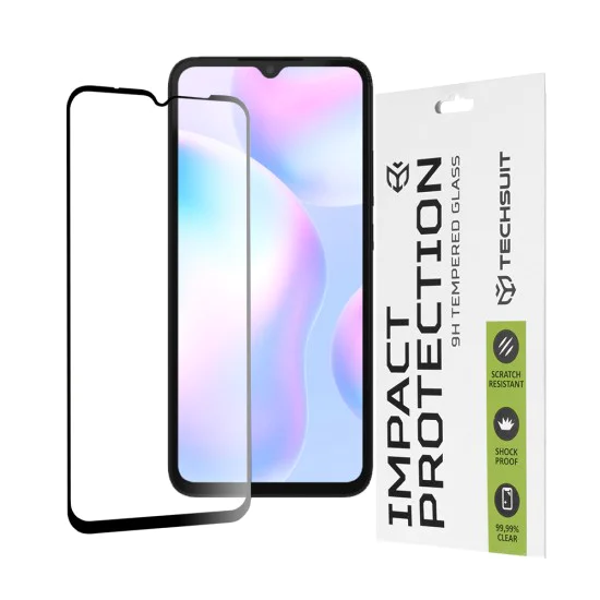 Протектор за Xiaomi Redmi 9 / Redmi 9A / Redmi 9AT / Redmi 9C / Redmi 9C NFC / Redmi 10A - 111D Full Cover / Full Glue Glass - черен