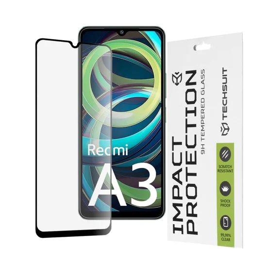 Протектор за Xiaomi Redmi A3 / Redmi A3x - 111D Full Cover / Full Glue Glass - Черен