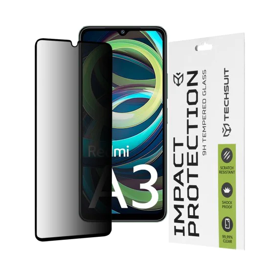 Протектор за Xiaomi Redmi A3 / Redmi A3x - 111D Privacy Full Glue - Черен