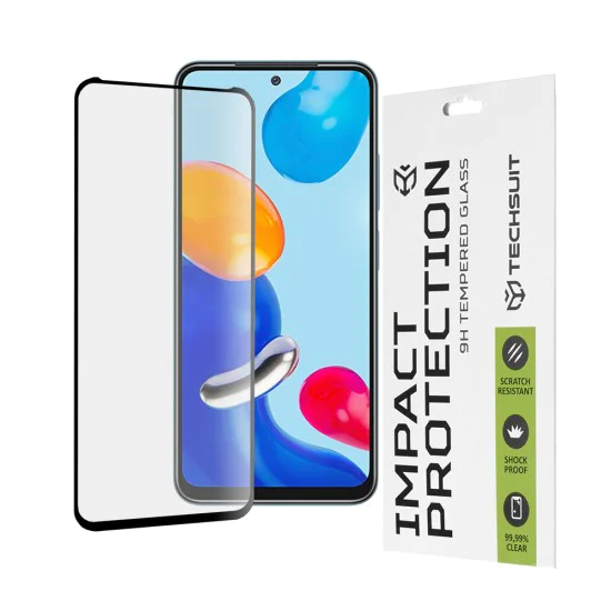 Протектор за Xiaomi Redmi Note 11 / Note 11S / Poco M4 Pro 4G - 111D Full Cover / Full Glue Glass - Черен
