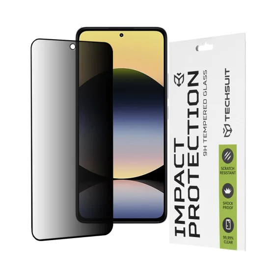 Протектор за Xiaomi Redmi Note 14 4G (164,84 x 78,15 x 8,16mm) - Techsuit - 111D Privacy Full Glue - Черен