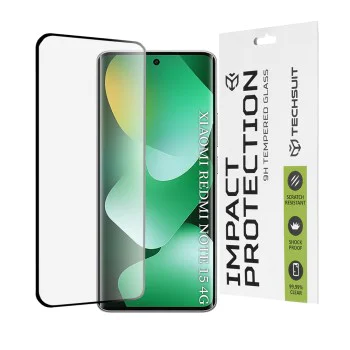 Протектор за Xiaomi Redmi Note 15 4G - 111D Full Cover / Full Glue Glass / 3D Curved Screen - Techsuit - Черен