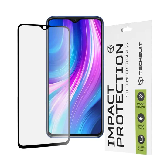 Протектор за Xiaomi Redmi Note 8 Pro - 111D Full Cover / Full Glue Glass - черен