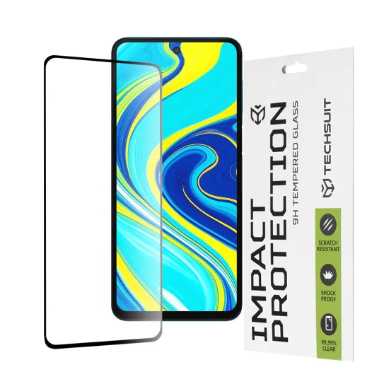 Протектор за Xiaomi Redmi Note 9S / Note 9 Pro / Note 9 Pro Max - 111D Full Cover / Full Glue Glass - Черен