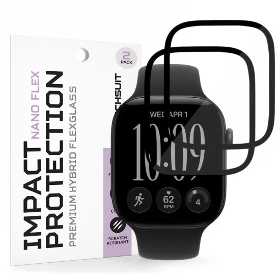 Протектор за дисплей за Apple Watch 12 46mm Nano Flex (2 броя) - Techsuit - Черен