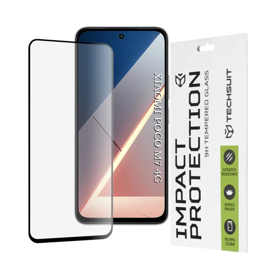 Протектор за дисплей – Techsuit 111D Full Cover / Full Glue – Xiaomi Poco M7 4G – Черен