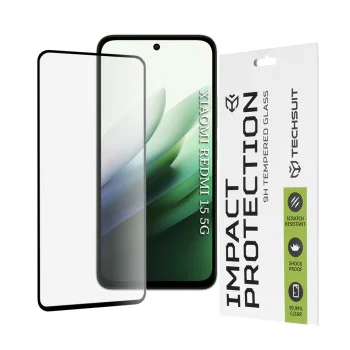 Протектор за дисплей – Techsuit 111D Full Cover / Full Glue – Xiaomi Redmi 15 4G / Redmi 15 5G – Черен