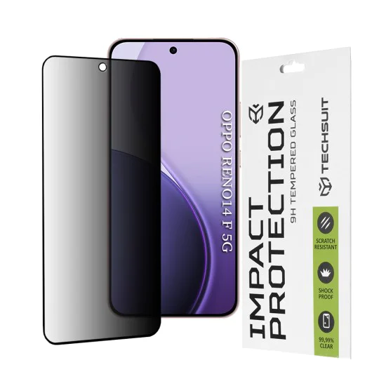 Протектор за дисплей – Techsuit 111D Privacy Full Glue – Oppo Reno14 F / Reno14 FS 5G – Черен