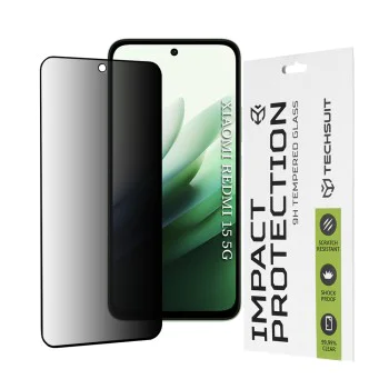 Протектор за дисплей – Techsuit 111D Privacy Full Glue – Xiaomi Redmi 15 4G / Redmi 15 5G – Черен