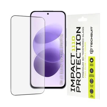 Протектор за дисплей за Xiaomi Redmi Note 17 4G / Redmi Note 17 5G 111D Full Cover / Full Glue Glass - Techsuit - Черен