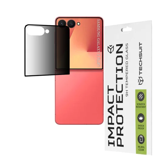 Протектор за дисплей [преден екран] – Techsuit 111D Privacy Full Glue – Samsung Galaxy Z Flip7 – Черен