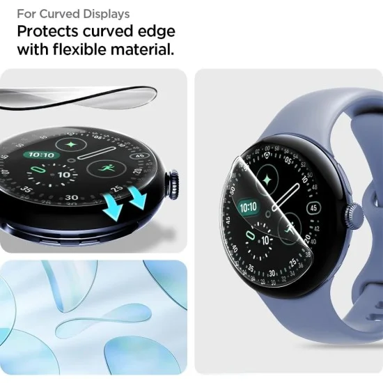 Протектор за екран Spigen Elite Shield EZ Fit (AFL08525) (2 броя в комплект) - Google Pixel Watch 5 / Watch 4 / Watch 3 45mm - Прозрачен
