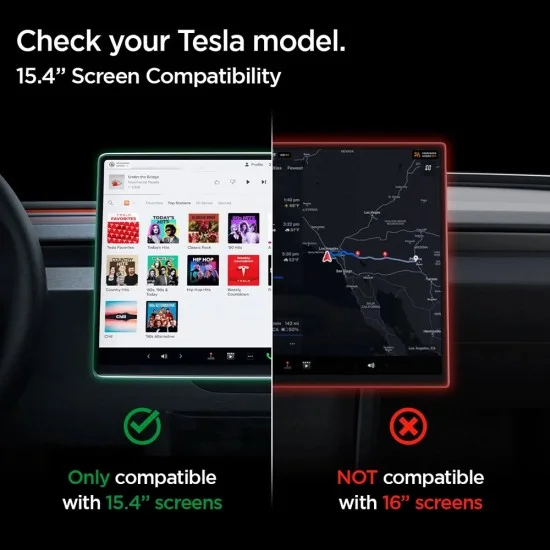 Протектор за екран Spigen Glas.tR EZ-FIT (AGL10654) - Tesla Model Y (2026/2025) / Model 3 (2026/2025/2024) - Черен