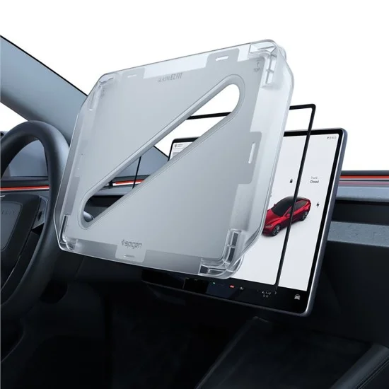 Протектор за екран Spigen Glas.tR EZ-FIT (AGL10654) - Tesla Model Y (2026/2025) / Model 3 (2026/2025/2024) - Черен