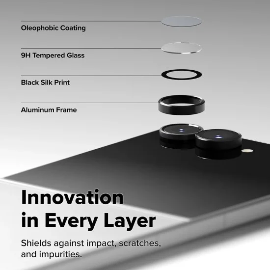 Протектор за камера Ringke Camera Lens Frame Glass (2 броя в комплект) - Samsung Galaxy Z Flip8 - Черен