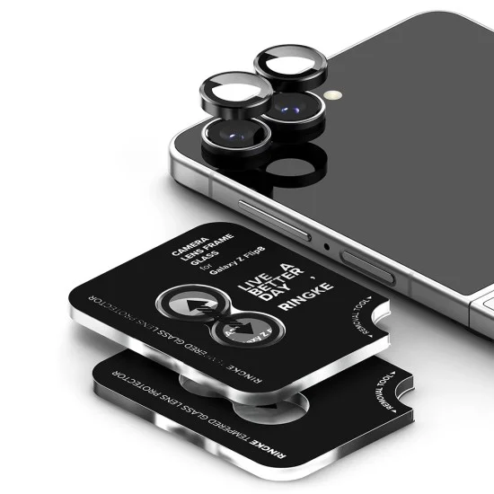 Протектор за камера Ringke Camera Lens Frame Glass (2 броя в комплект) - Samsung Galaxy Z Flip8 - Черен