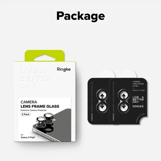 Протектор за камера Ringke Camera Lens Frame Glass (2 броя в комплект) - Samsung Galaxy Z Flip8 - Черен