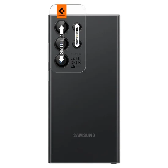 Протектор за камера Samsung Galaxy S24 Ultra (комплект 2) - Spigen Glas.tR Optik EZ Fit Pro - черно