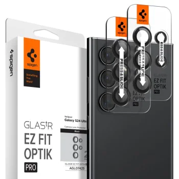 Протектор за камера Samsung Galaxy S24 Ultra (комплект 2) - Spigen Glas.tR Optik EZ Fit Pro - черно