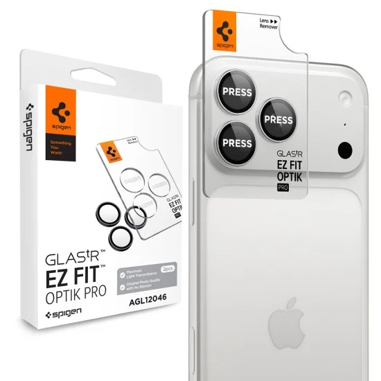Протектор за камера Spigen (2 бр.) Optik.tR EZ Fit Pro Camera Glass (AGL12046) - iPhone 18 Pro / iPhone 18 Pro Max - Сребрист