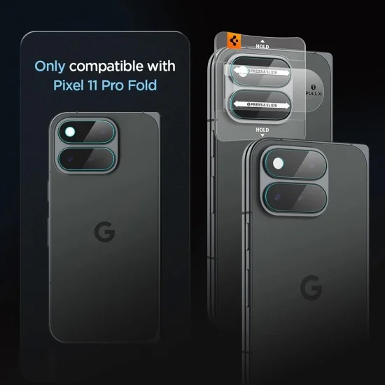 Протектор за камера Spigen Optik.tR EZ Fit Pro Camera Glass (AGL11491) (2 броя в комплект) - Google Pixel 11 Pro Fold - Прозрачен