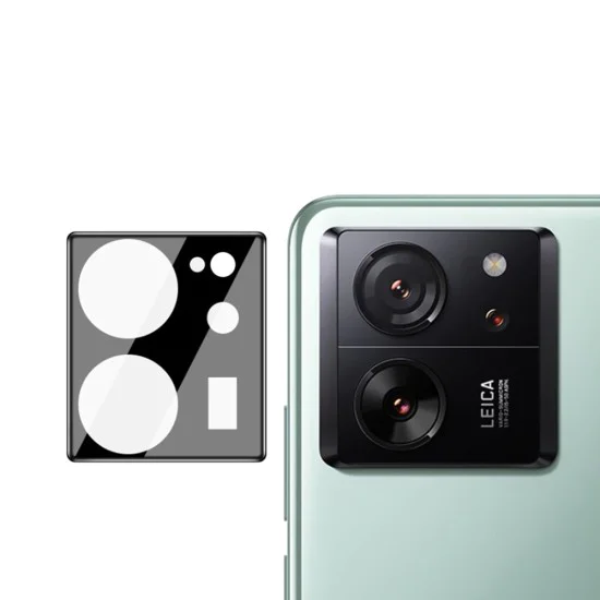 Протектор за камера за Xiaomi 13T / 13T Pro - Пълно стъкло за камера - Черно