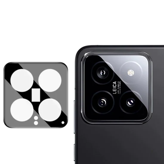 Протектор за камера за Xiaomi 14 - Пълно стъкло за камера - Черен