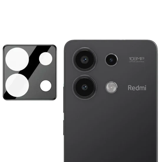 Протектор за камера за Xiaomi Redmi Note 13 4G - Пълно стъкло за камера - Черен