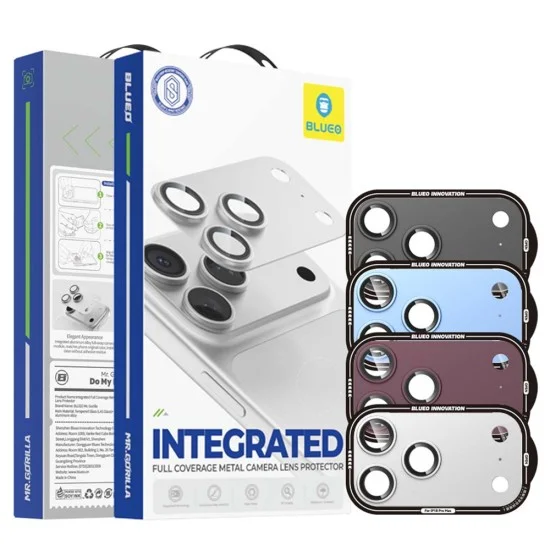 Протектор за камера за iPhone 18 Pro Max - Integrated Metal Camera Lens Protector - Blueo - Черен